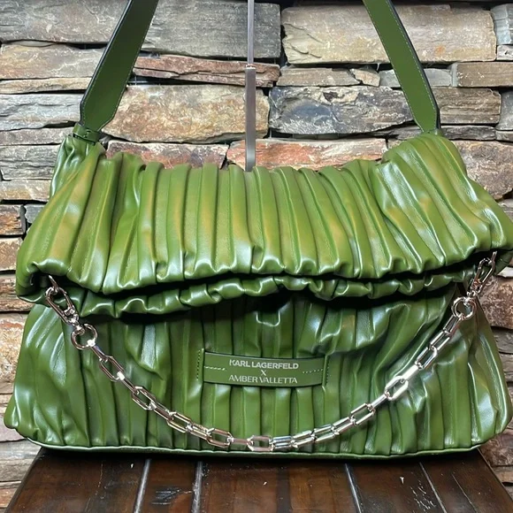 Karl Lagerfeld x Amber Valletta Cactus Vegan Leather Shoulder Bag 🌵 - Picture 1 of 16
